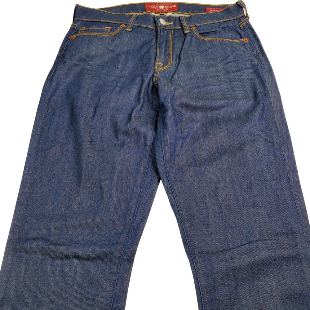 Lucky Brand 'Sofia' Boot Jeans Women's 4/27 Regular Blue Mid Rise Dark Wash